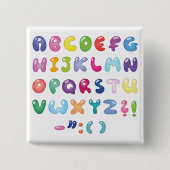 Badge Carré 5 Cm Bubble Alphabet Letters Kids Typography (Devant)