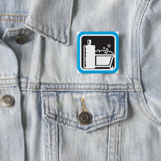 Badge Carré 5 Cm Bubble Bath Icon Relaxing Bathroom Spa (En situation)