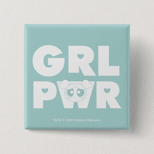 Badge Carré 5 Cm Bubbles : Girl Power (Devant)
