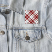 Badge Carré 5 Cm Buchanan tartan rouge blanc plaid (En situation)