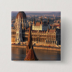 Badge Carré 5 Cm Budapest, Hongrie, Danube, Parlement