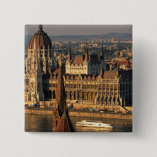 Badge Carré 5 Cm Budapest, Hongrie, Danube, Parlement