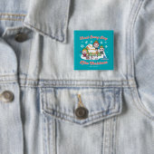 Badge Carré 5 Cm Buddy l'Elf Chibi Graphic (En situation)