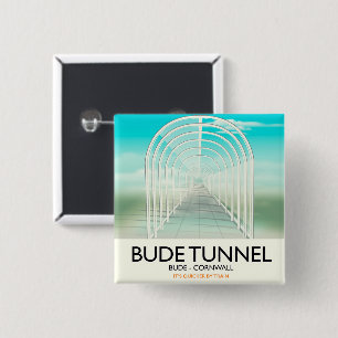 Badge Carré 5 Cm Bude Tunnel, Cornouwall Parodie affiche Voyage