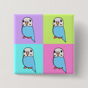 Badge Carré 5 Cm Budgies Art Pop