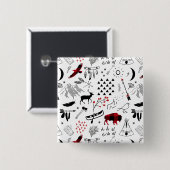 Badge Carré 5 Cm Buffalo Adventures Black and Red Plaid ID599 (Devant & derrière)