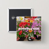 Badge Carré 5 Cm Bulbes de printemps Rannunculus fleurs fleurs (Devant & derrière)