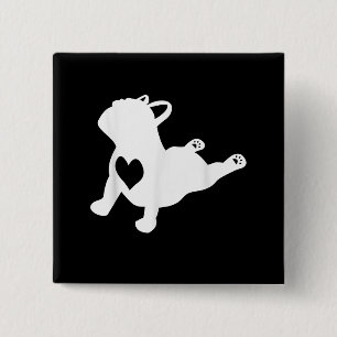 Badge Carré 5 Cm Bulldog Yoga Pose Love Heart Workout