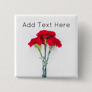 Badge Carré 5 Cm Bundle of Red Carnation Flowers