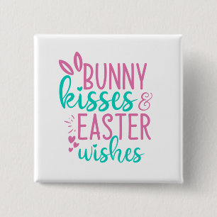 Badge Carré 5 Cm Bunny kisses and Easter wishes Holiday