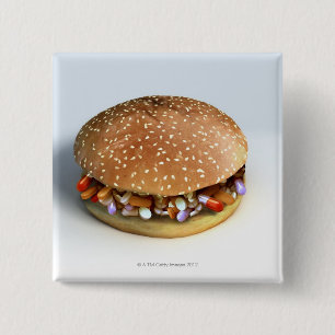 Badge Carré 5 Cm Burger pilule