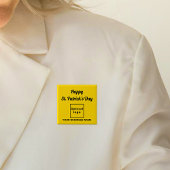 Badge Carré 5 Cm Business Saint Patrick Salutation sur Carré jaune
