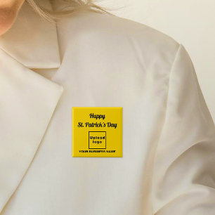 Badge Carré 5 Cm Business Saint Patrick Salutation sur Carré jaune
