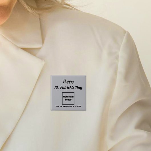 Badge Carré 5 Cm Business Saint Patrick Salutation sur le Carré gri