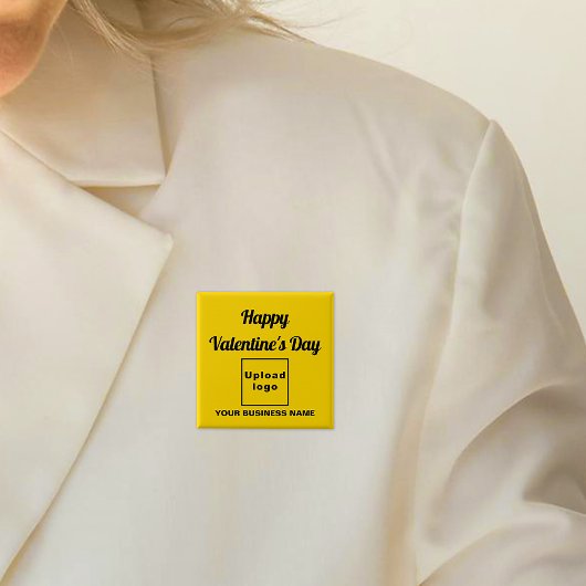Badge Carré 5 Cm Business Valentine Salutation sur Carré jaune