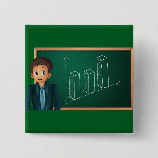 Badge Carré 5 Cm Businessman Presenting Growth Bar Chart (Devant)