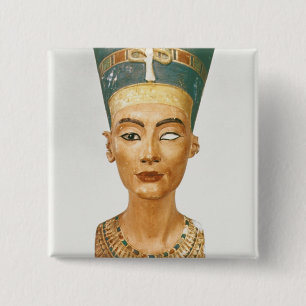 Badge Carré 5 Cm Buste de la Reine Nefertiti, vue de face, du