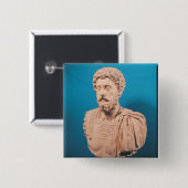 Badge Carré 5 Cm Buste de Marcus Aurelius (Devant & derrière)