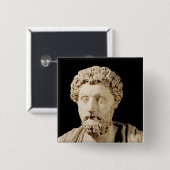 Badge Carré 5 Cm Buste de Marcus Aurelius (Devant & derrière)