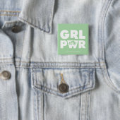 Badge Carré 5 Cm Buttercup : Girl power (En situation)
