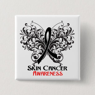 Badge Carré 5 Cm Butterfly Flourish Skin Cancer Awareness