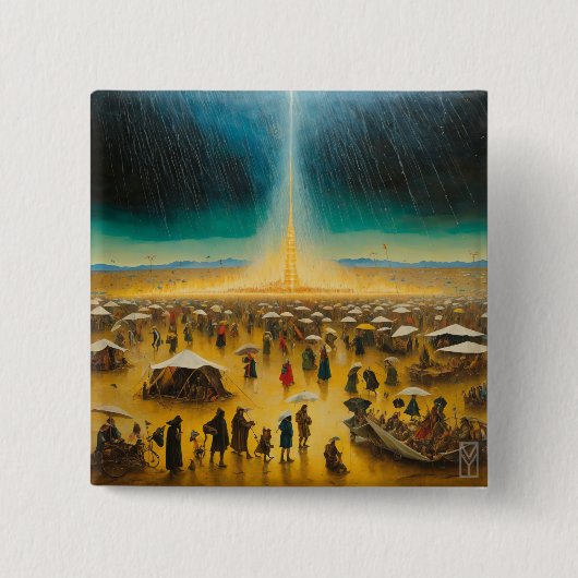 Badge Carré 5 Cm Button Bosch Transforms the Storm at Burning Man (Devant)