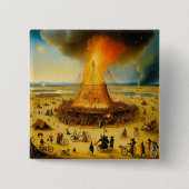Badge Carré 5 Cm Button Burning Man in Boschian Vision (Devant)