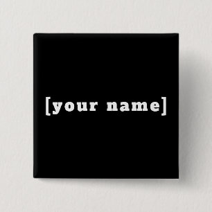 Badge Carré 5 Cm Button Quadrat noir avec ton nom