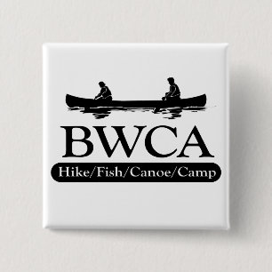 Badge Carré 5 Cm BWCA / Randonnée en canoë de poisson