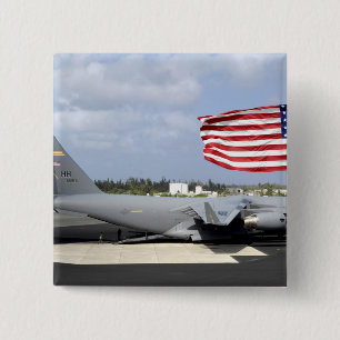 Badge Carré 5 Cm C-17 Globemaster III se repose sur l'en ligne de