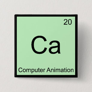 Badge Carré 5 Cm Ca - Animation Informatique Élément Chimique Drôle
