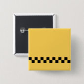 Badge Carré 5 Cm Cabine jaune à damiers motif (Devant & derrière)
