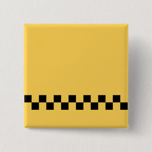 Badge Carré 5 Cm Cabine jaune à damiers motif