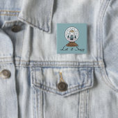 Badge Carré 5 Cm cacahuètes | Charlie Brown Snow Globe (En situation)