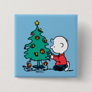 Badge Carré 5 Cm cacahuètes   Lumières de Noël Brown Charlie