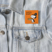 Badge Carré 5 Cm cacahuètes | Snoopy Pilgrim (En situation)