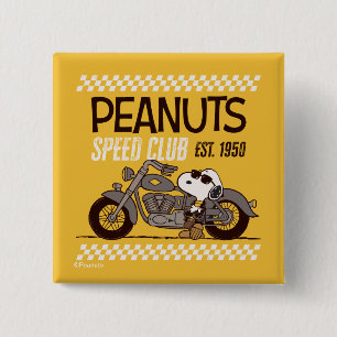 Badge Carré 5 Cm cacahuètes   Snoopy Speed Club
