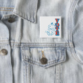 Badge Carré 5 Cm cacahuètes | Snoopy - Vote (En situation)