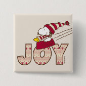 Badge Carré 5 Cm cacahuètes | Snoopy & Woodstock Joy Sled Ride (Devant)