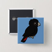 Badge Carré 5 Cm cacatoès noir Rouge-coupé la queue (Devant & derrière)