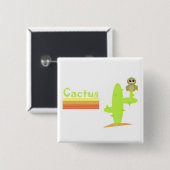 Badge Carré 5 Cm Cactus (Devant & derrière)