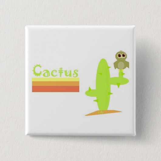 Badge Carré 5 Cm Cactus (Devant)