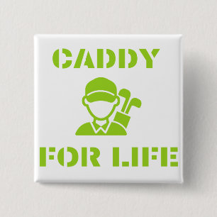 Badge Carré 5 Cm Caddy de golf pour la vie Citation Vert Citron