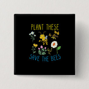 Badge Carré 5 Cm Cadeau apiculteur Plantes Qui Sauvent Les Abeill