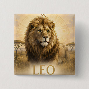 Badge Carré 5 Cm Cadeau d'anniversaire du signe du zodiaque Lion