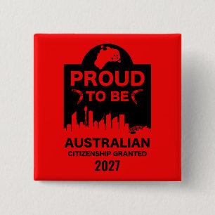 Badge Carré 5 Cm Cadeau de citoyenneté australienne