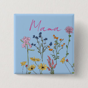 Badge Carré 5 Cm Cadeau de fleurs sauvages maman