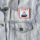 Badge Carré 5 Cm Cadeau de vacances Trampoline (En situation)