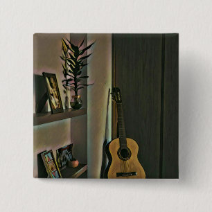 Badge Carré 5 Cm cadeau guitariste cool