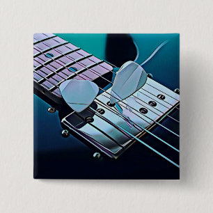 Badge Carré 5 Cm cadeau guitariste cool